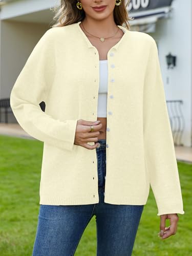 Image of UNCLECAT Womens Button Up Cardigan Sweaters | Fall Winter Everyday, Long Sleeve, Office Lightweight Knit, Open Front, Crew Neck, Soft Cozy, Loose Fit, 2026 Trendy