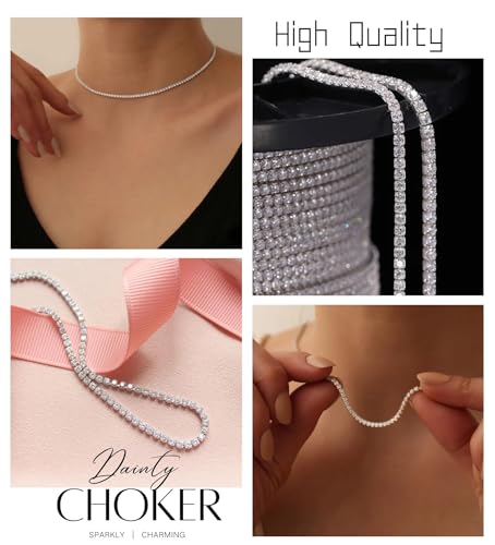 Tennis Necklaces for Women Sparkly Rhinestone Choker Diamond Chain Necklace2