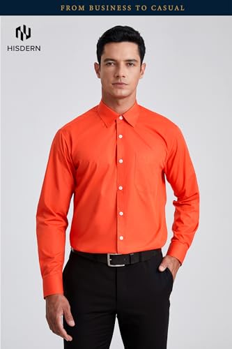 Image of HISDERN Mens Dress Shirts Long Sleeve Button Down Casual Shirts for Men Inner Contrast Formal Business Tuxedo Wedding Shirt