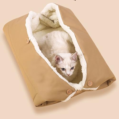Cama cálida para gatos con base lavable y manta plegable térmica de interior 8