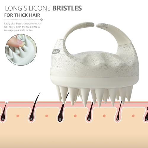 Image of Sndyi Scalp Massager Shampoo Brush, Scalp Scrubber with Soft Silicone Bristles, Scalp Exfoliator for Dandruff Removal, Scalp Massager for Hair Growth, Wet Dry Hair Brush for Scalp Care, Green (Green & Beige)