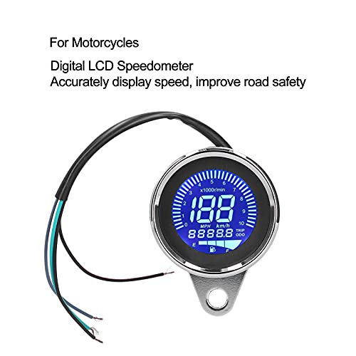Velocímetro impermeable de moto 12V con pantalla LED digital cromada 3
