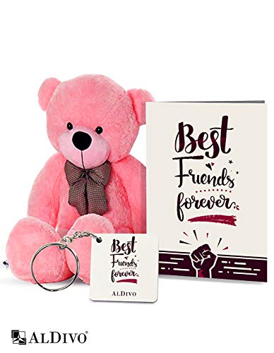 alDivo Best Friends Forever Gifts of Soft Teddy Bear, Best Friends Forever Key Ring, and Best Friends Forever Greeting Card (MKD10102)