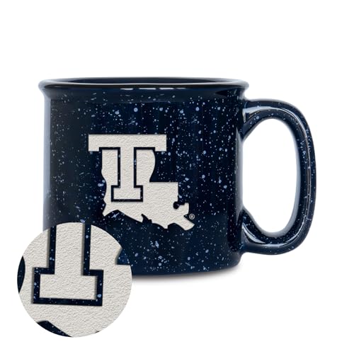 Rico Industries NCAA Louisiana Tech Bulldogs Speckle 12oz Laser Engraved Campfire Mug