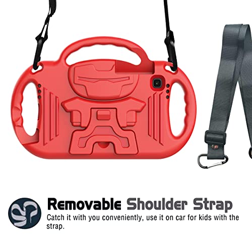 Avawo Kids Case For Samsung Galaxy Tab A7 Lite 8.7 Inch 2021, Galaxy Tab A7 Lite Case, With Strap, Shockproof Lightweight Handle Stand Case For Samsung Tab A7 Lite 8.7 2021 (Sm-T220/T225/T227), Red #TOP7