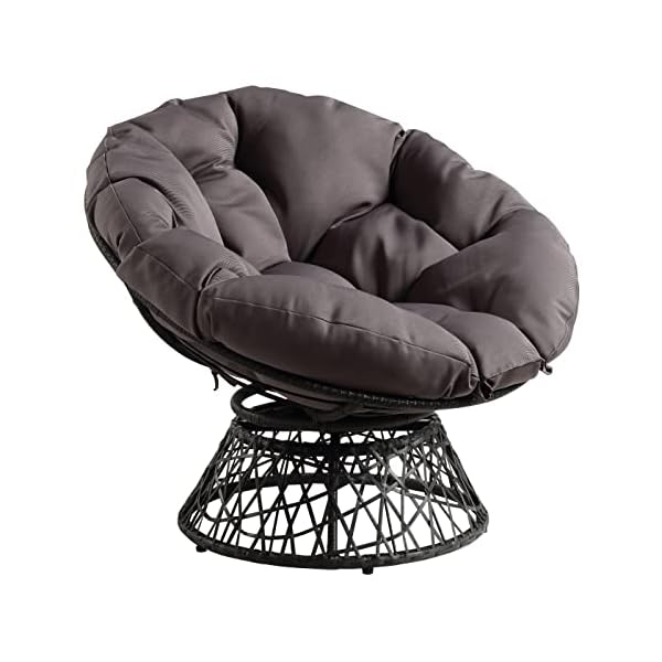 OSP-Home-Furnishings-Wicker-Papasan-Chair-with-360-Degree-Swivel-40-W-x-36-D-x-3525-H-Grey-Frame-with-Grey-Cushion
