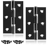 Anstore 2 Stück Scharniere Klappbar, 75×47×1.2mm Schwarz Scharniere Schwerlast mit 24 Stück Schrauben, Kugellager Türscharniere für Türen, Fenster und Schränke
