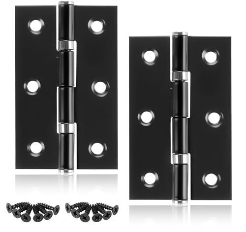Anstore 2 x zawiasy drzwiowe czarne 75 x 47 mm, zawiasy ze stali nierdzewnej z łożyskiem kul