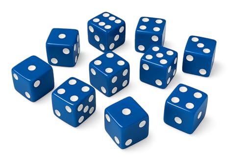 Hobby Monsters 10 Piece16mm Game Dice (Blue with White Pips)