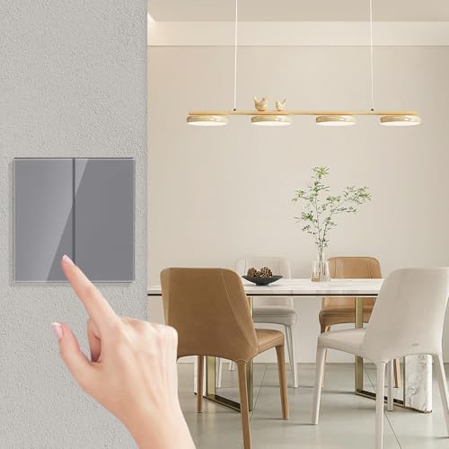 CNBINGO Big Rocker Button Switch, Glass Wall Plate, Electrical Double Light Switch - Image 5
