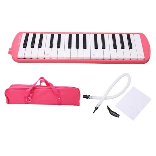 32 Teclas Melodica Boquilla Piano Instrumento de Educación Musical Instrumento de Viento Portátil Diseño de Teclas Blancas y Negras para Principiantes (Rosa)