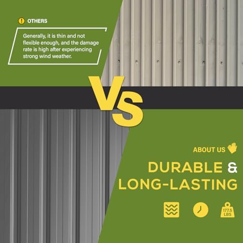 U-MAX 10' x 8' Storage Metal Shed, Dark Grey Large Outdoor Sheds & Outdoor Storage Clearance 8x10, Lockable Garden Shed, Utility and Tool Storage for Garden, Backyard, Patio and Outside Use