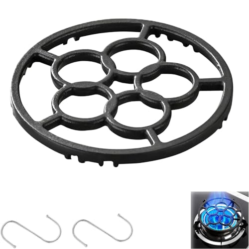 Wjelet Reductor de anillo de gas de hierro fundido, soporte wok para cocina de gas, anillo reductor de placa de gas antideslizante, universal para estufas de 4/5 garras, con 2 ganchos