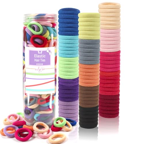 Image of 300PCS Cotton Toddler Hair Ties for Girls,No Crease Hair Ties | 1inch in Diameter,Girls Elastic Ponytail Holders,Kids Seamless Hair Bands for Baby Girls Infants Toddlers,Multicolor