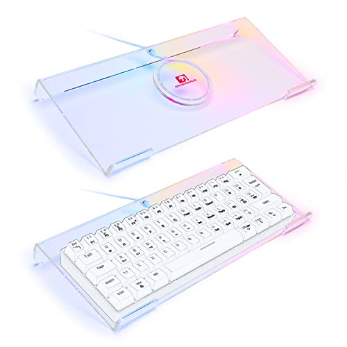 Premium Acrylic Computer Keyboard Stand, 366 Kinds RGB LED Backlit Keyboard Tray,Gaming Keyboard USB Interface Titled Keyboard Stand,Clear Acrylic Tilted Keyboard Riser for Office Desk, Home, School.