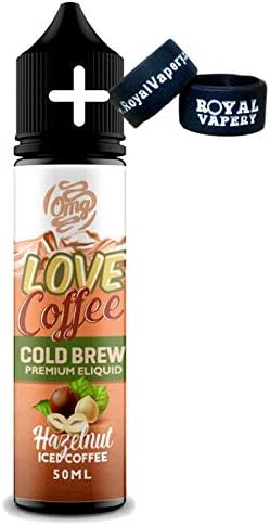Love Coffee Frappe E Liquid UK Made Premium Vape Juice 50ml Shortfill No Nicotine 0mg Cold Brew Coffee Latte Range Sub Ohm Ejuice High Vg Liquid 70/30 Royal Vapery Band (Hazel Nut)