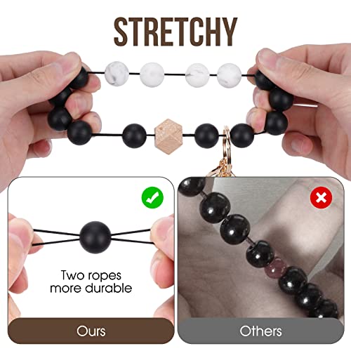 Silicone Key Ring Bracelet For Women Beaded Wristlet Keychain Holder House Car Key Ring Holder With Tassel Birthday Gifts #TOP2