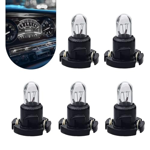pinflaw Pack of 5 Dashboard Light Bulbs, T4 Wedge Bulbs, 14 V 1.12 W Base Diameter 10 mm, Car Light Bulb Replacement Parts, Universal for Car and Motorcycle (White #DB1601)