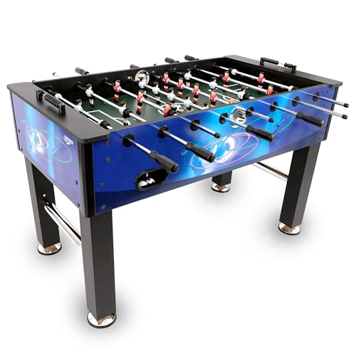 Carromco Kickertisch Champion-XT - Profi Kicker Tischfussball in blauem Design, Tischkicker für für fortgeschrittene Spieler, 4 Kickerbällen, Gewicht 39 kg