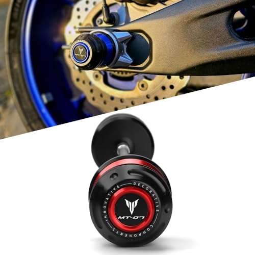 Mokiton Motorcycle Rear Wheel Axle Fork Slider Crash Protector Compatible With YAMAHA MT-07 2014-2019 2020 2021 2022 2023 2024 2025 | MT07 MT 07 Accessories (red)