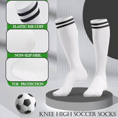 1 Pair Soccer Shin Guards and 1 Pair Long Soccer Socks Set for Kids Youth Lightweight Comfortable Essential Equipment for Football Basketball2