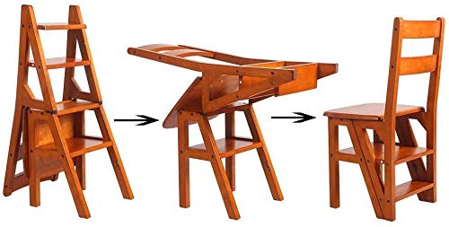 Taburete de escalera de madera plegable y multifunctional para el hogar 4