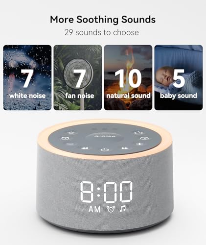 Dreamegg D1+ Sound Machine & Alarm Clock - Sound Machine for Sleep, White Noise Machine with 29 Soothing Sounds, Night Light, 0-100% Dimmable, White Noise Alarm Clock for Bedrooms Adults Baby - Image 4