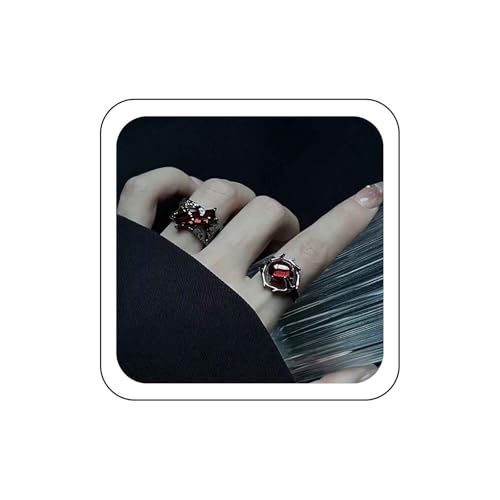 Wendaler Gothic Kristall-Schlange Diamant Cz Unregelm&auml;&szlig;iger Aussage-Ring Vintage Gold Silber Tier Paar Y2k Halloween-Schmuck f&uuml;r Frauen