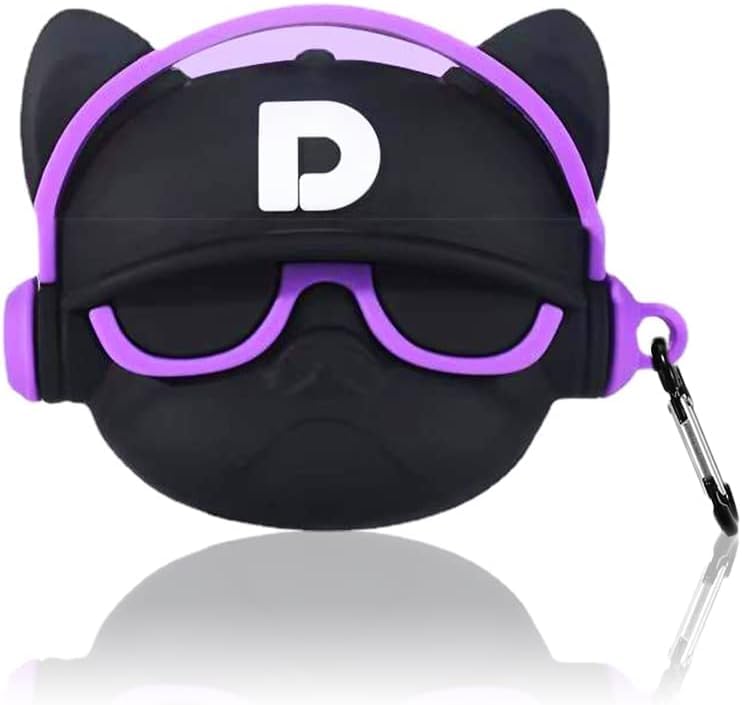 Image of New Cute Soft Silicone Case Compatible with Apple AirPods 4 Generation (2024) Full 360 Protection Dust-Proof Shockproof Case Cover with Hook (Cover Only) (Hip hop Dog Purple)