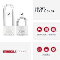 ABUS Vorhängeschloss Titalium 64TI/40 + HB63 - 3er Set, gleichschließend - Kellerschloss mit Schlosskörper aus Spezial-Aluminium - gehärteter Stahlbügel - ABUS-Sicherheitslevel 5 – Ansicht 2