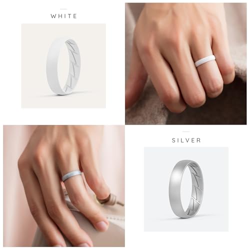Image of ThunderFit Silicone Rings for Him and Her, Rubber Engagement Bands Unisex - 1 /4 /5 /7 /8 Variety Multipack