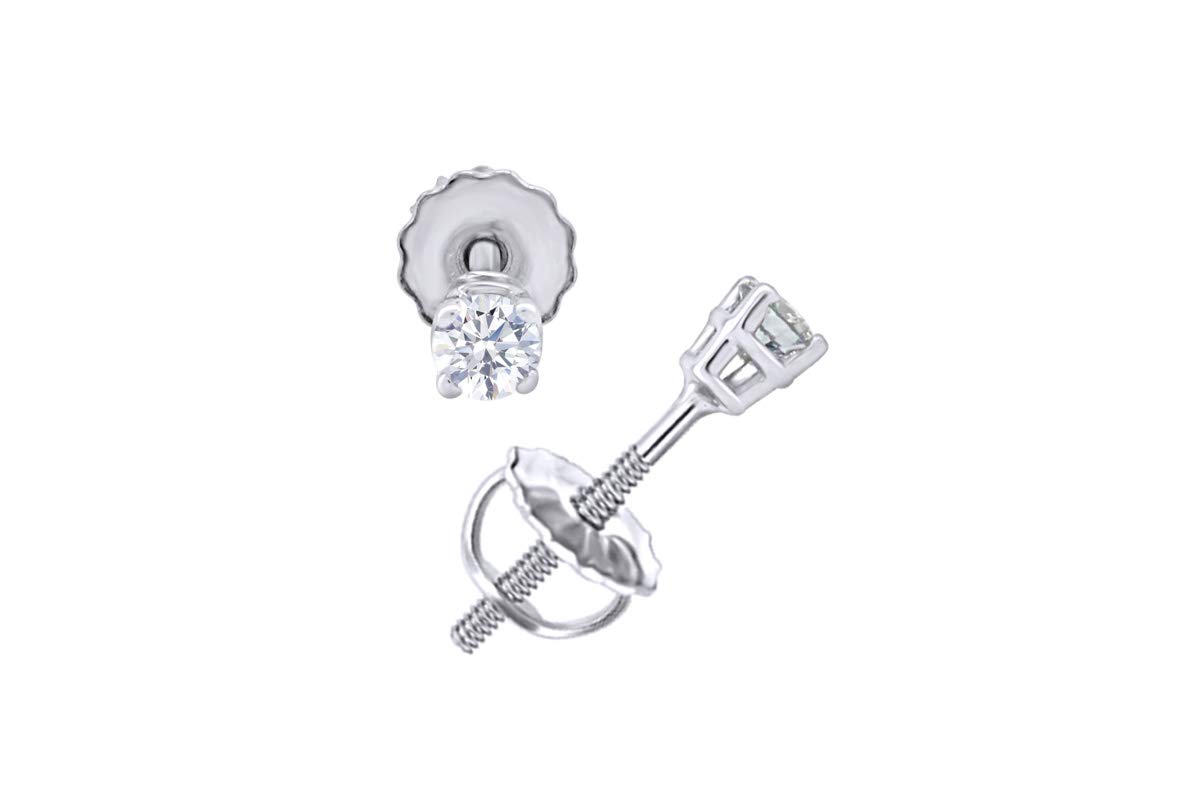 Mother's Day Jewelry Gifts Lab Grown IGI Certified Diamond Earrings for Women 10K Gold VS-SI Quality 1/5 cttw Diamond Solitaire Earrings (0.20 Carat, H-I-J Color)