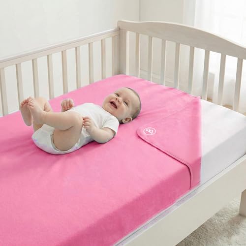Image of Btag Baby Waterproof, Super Soft Fast Drying Mattress Protector | Extra Absorbent, Anti-Itching Sheet for New Born,Toddler (Size 140x210 cm, Pack of 1, Rose)
