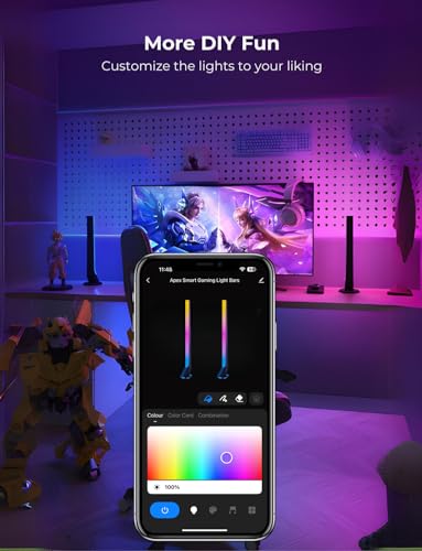 Image of Apex RGBIC Smart Gaming Light Bars with wireless Smart Controller, Wi-Fi Smart LED Gaming Lights with Music Modes and 60+ Scene Modes Built, Works with Alexa & Google Assistant, Game Room Lights Decor