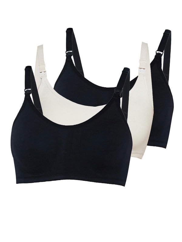 Image of Inner Sense Organic Cotton Bamboo Nursing Bra for Women I Non Padded Feeding Bra with Keyhole Back Design I Wire Free Maternity Innerwear with Full Coverage