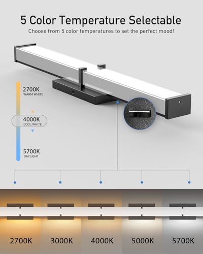 Image of Modern LED Light Fixtures 40 Inch, 40W 3600 Lumen Dimmable Vanity Light, 5CCT Lights for Bathroom, Black, ETL Certified