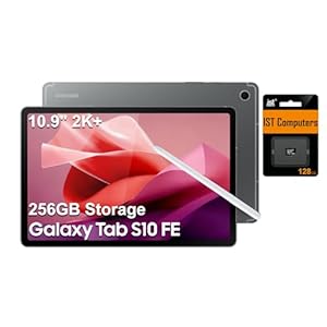 Samsung Galaxy Tab S10 FE AI Android Tablet (10.9″ 2K+ 90Hz Touchscreen, 8-Core, 8GB RAM, 256GB Storage (128GB+128GB SD Card)), S Pen, Long Battery Life, Dual Cameras, Ultra Light, SM-X520, NA Version