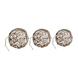 FONDOTIN Bolas Decorativas de Ratán 3 Piezas 12Cm 15Cm 20Cm Marrón para Decoración Colgante y Centro de Mesa Boda y Fiesta Estilo Rústico
