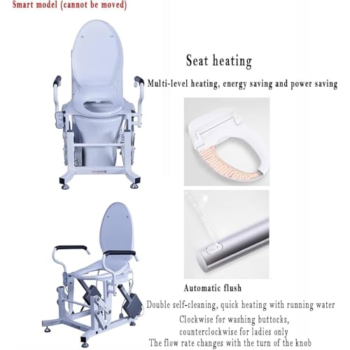 Elevador eléctrico para asiento de inodoro, asiento calefactable, diseño con doble reposabrazos y soporte fuerte, máquina para transferencia y elevación de pacientes con asiento partido 180° miniatura 5