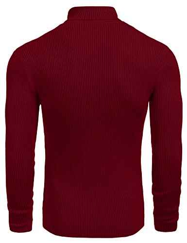 Image of COOFANDY Mens Ribbed Slim Fit Knitted Pullover Casual Turtleneck Sweater