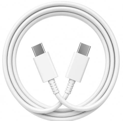 Image of 25W Type C To Type C White Cable | High Speed Data Transfer | Compatible with Samsung Galaxy | Original Superfast Charging