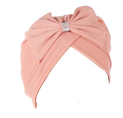 Chemo Headwear Headwrap Scarf Women Cap - Black Diamonte Bow - Stylish Cancer Turban Hat (Pink)