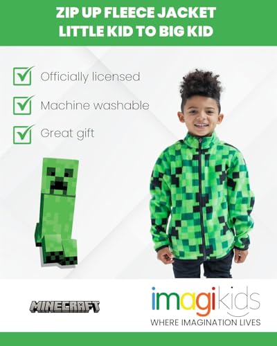 Minecraft Creeper Fleece Zip Up Jacket Little Kid to Big KId3