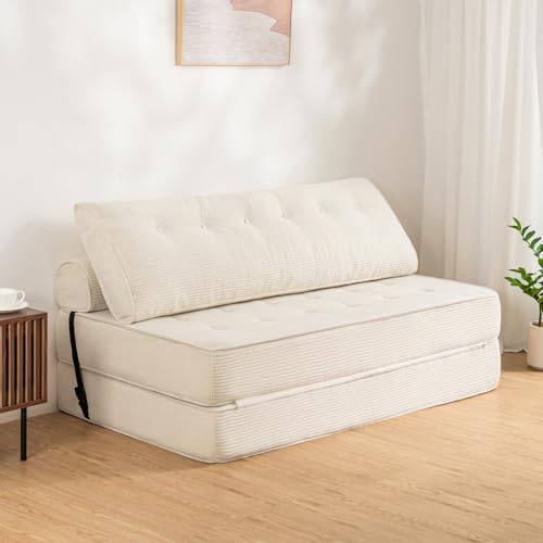 Folding Sofa Bed Sleeper Sofa Chair 3 in 1 Convertible Sofa Bed Queen-White - image 9