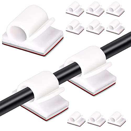 Tomario V2 Cable Clips Self Adhesive, 40PCS USB HDMI Cable Wire Management Holder Round Cable Tidy Clips for Desk Wall Workshop Home Office Outdoors Light Christmas Fairy Light