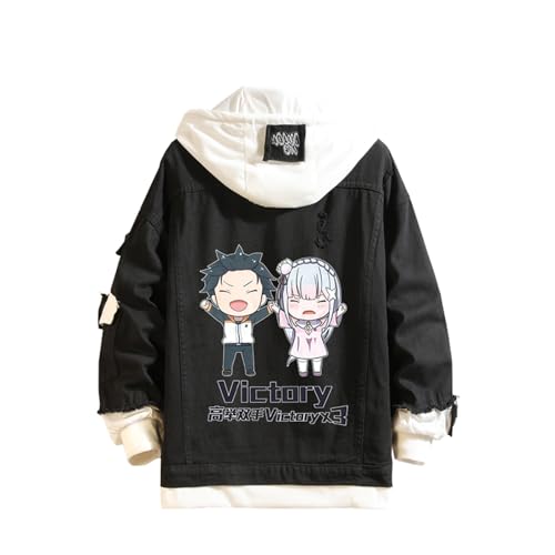 ISaikoy Anime Re:Zero: Starting Life in Another World Denim Jacket Long Sleeve Jeans Sweatshirt Sweater Hoodie