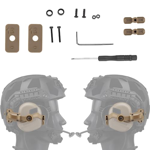 SIANKO Tactical Helmet Rail Mount Headset Earmuffs Adapter Bracket For Ops Core ARC & M-LOK Guide,Side Suspension Headphones 360 Rotation Support (Tan)