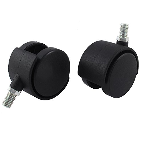 sourcing map 10 x 15mm Threaded Stem Nylon 50mm Swivel Twin Caster Wheels 2pcs