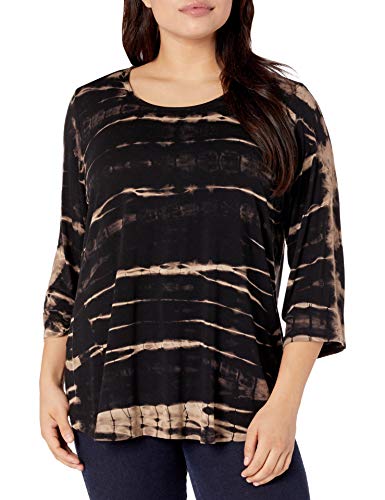 Karen Kane Women's Plus Size 3/4 Sleeve Shirttail TOP, TIE DYE, 1X