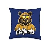 California Grizzly Bear Souvenir Gift Cool Funny Mens Boys Throw Pillow